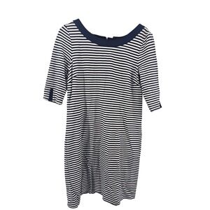 Banana Republic Navy White Stripe Boat Neck 3/4 Sleeve Sheath Dress Size 12